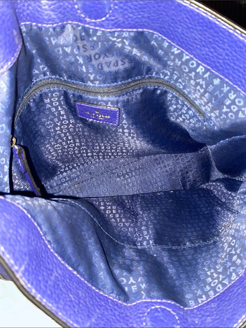 kate spade Royal Blue Pebbled Leather Shoulder Bag with Scalloped Strap